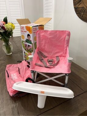 Bright Starts Pop 'N Sit Portable Pink Booster Seat for Kids